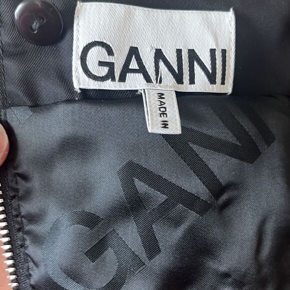 Ganni Black Floral Embroidered Crystal Embellished Square Neck Crop Top S $395 - Picture 8 of 10